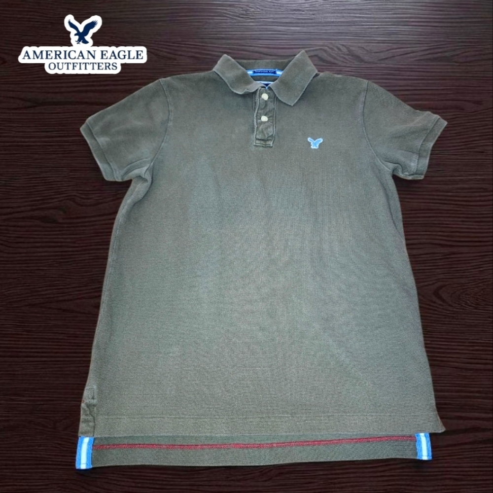 AMERICAN EAGLE Olive Polo Shirt - Medium